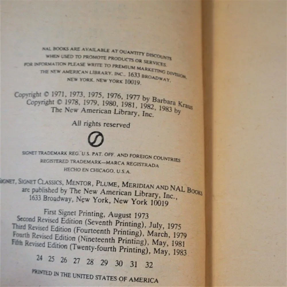 Calories and Carbohydrates By Barbara Kraus 1983 Paperback Fifth Edition